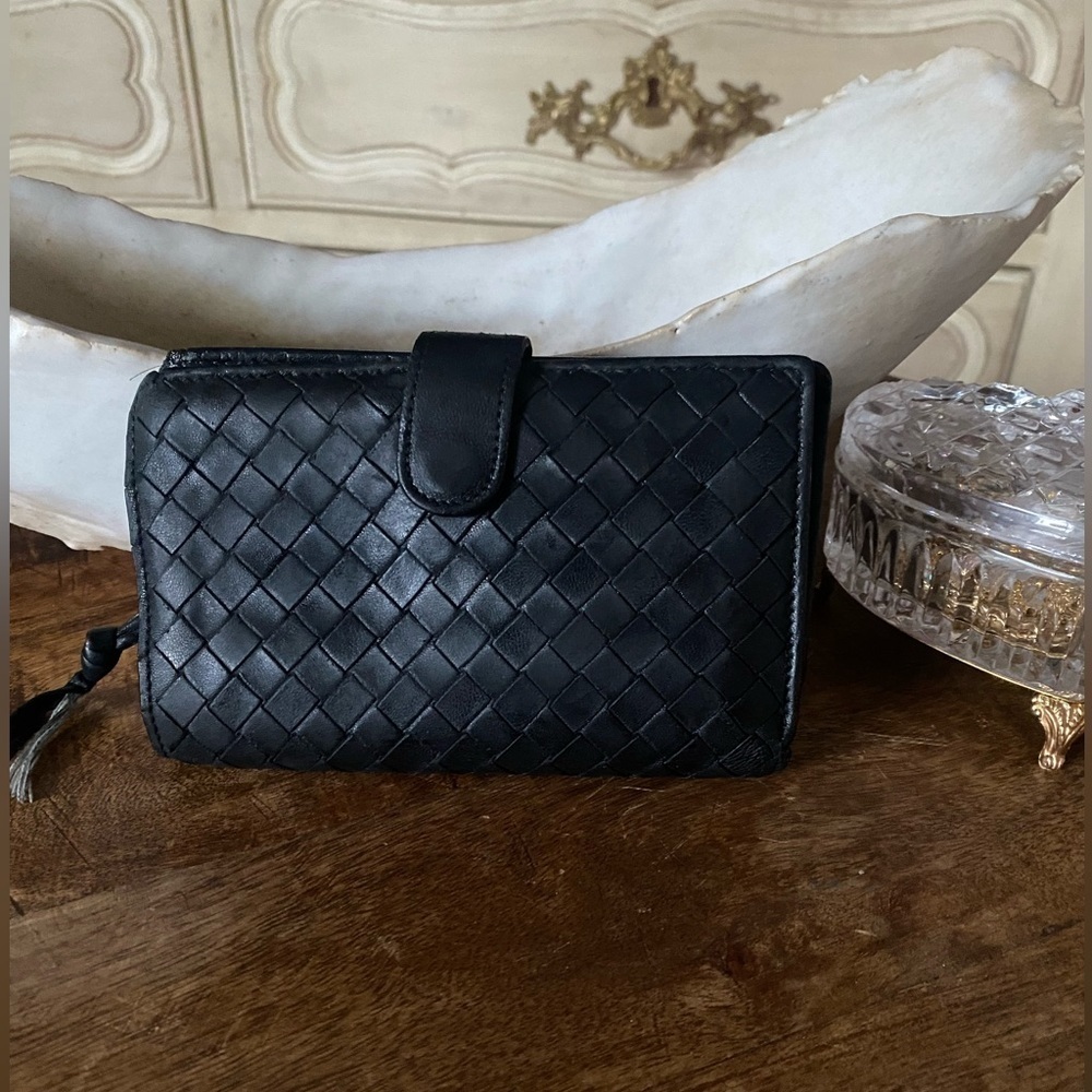 Bottega Veneta Black Woven Wallet